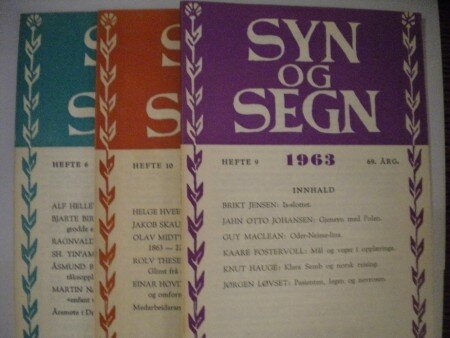 SYN OG SEGN (norsk tidskrift) 1963